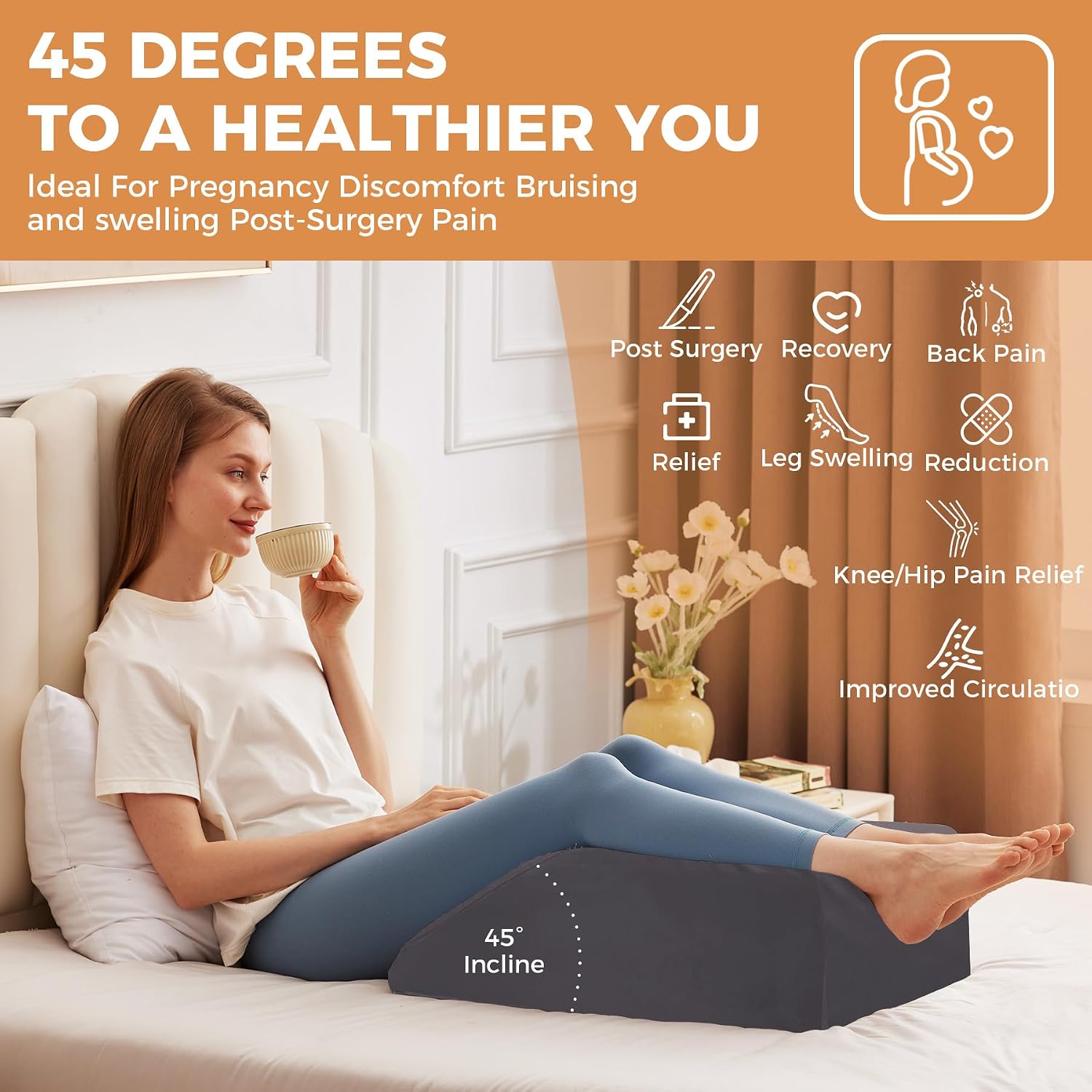 EnjoyaBetterLifeFromHere BIEEZZK Leg Pillow Elevation Blood Circulation, Leg Elevating Pillows for After Surgery, Sleeping, Memory Foam Wed…