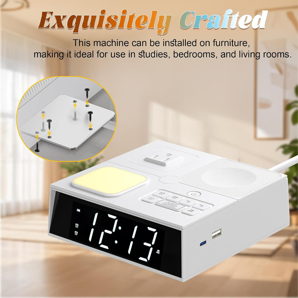 Fashionstrapsforchoose Multi-Functional Sleep Sound Machine with Clock, 41 Built-in Soothing White Noise Songs, 3-Level Bright Touch Switch…