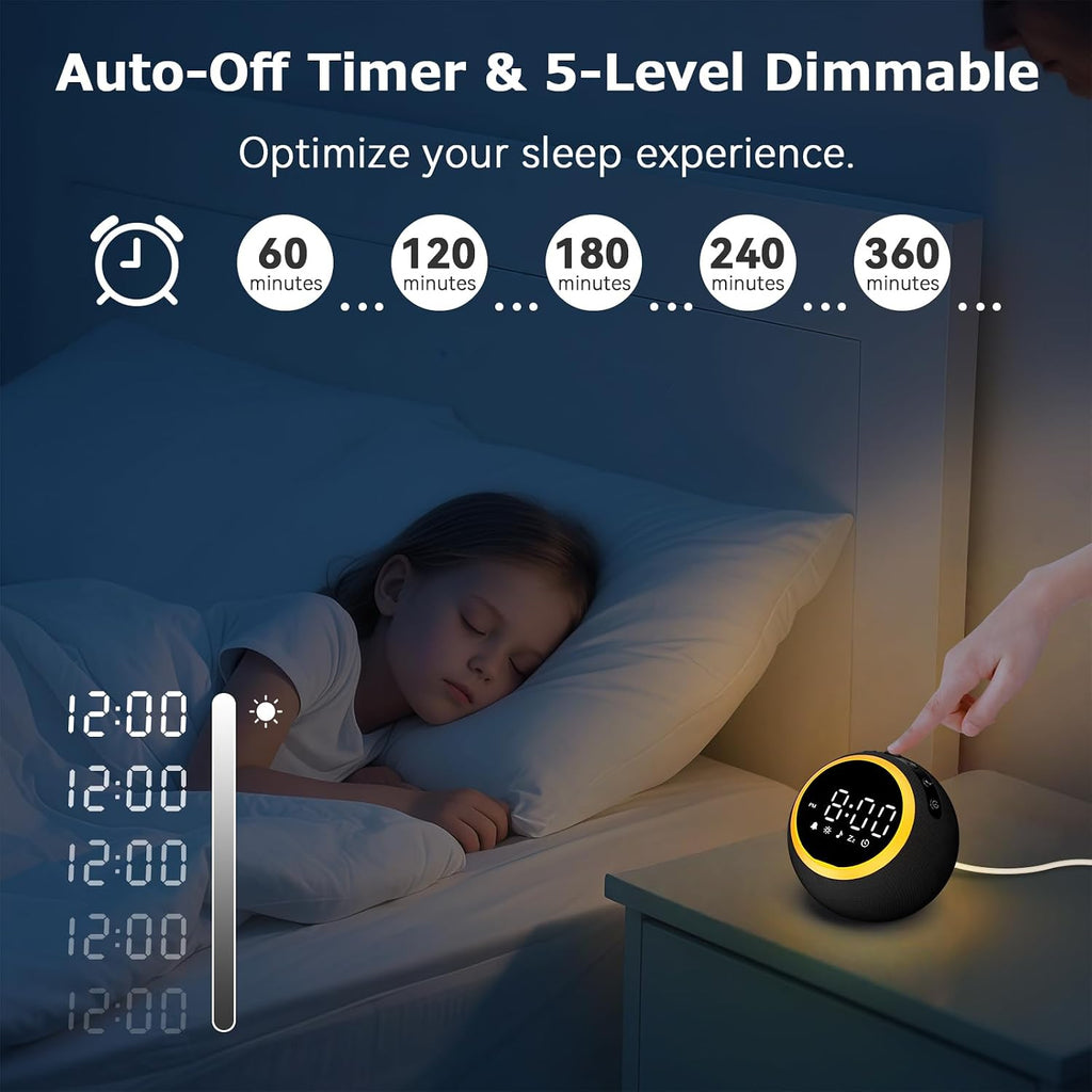 Alarm Clock with White Noise: White Sound Machine with 30 Soothing Sounds, 10 Soft Wake-Up Sounds, 32 Adjustable Volume & Timer, Memory…