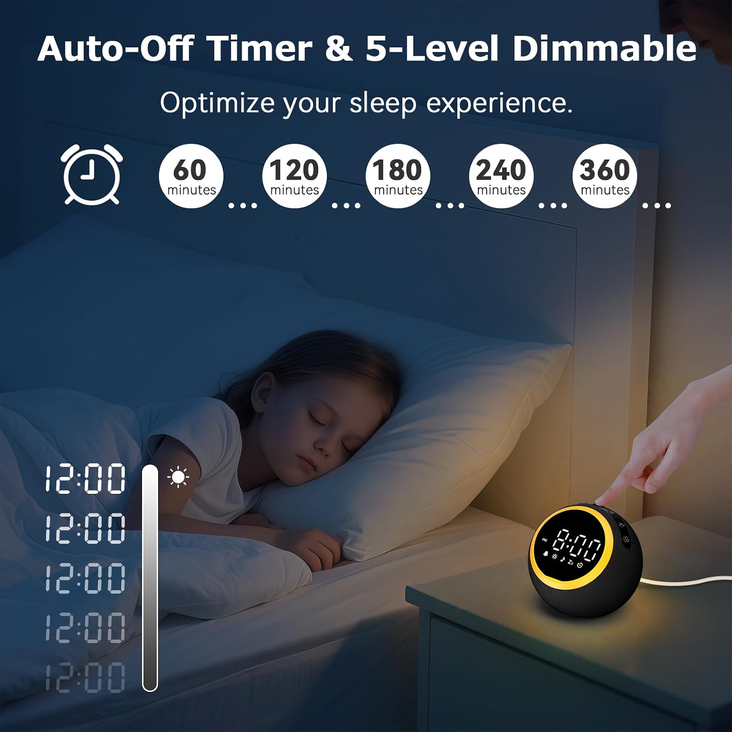 Alarm Clock with White Noise: White Sound Machine with 30 Soothing Sounds, 10 Soft Wake-Up Sounds, 32 Adjustable Volume & Timer, Memory…