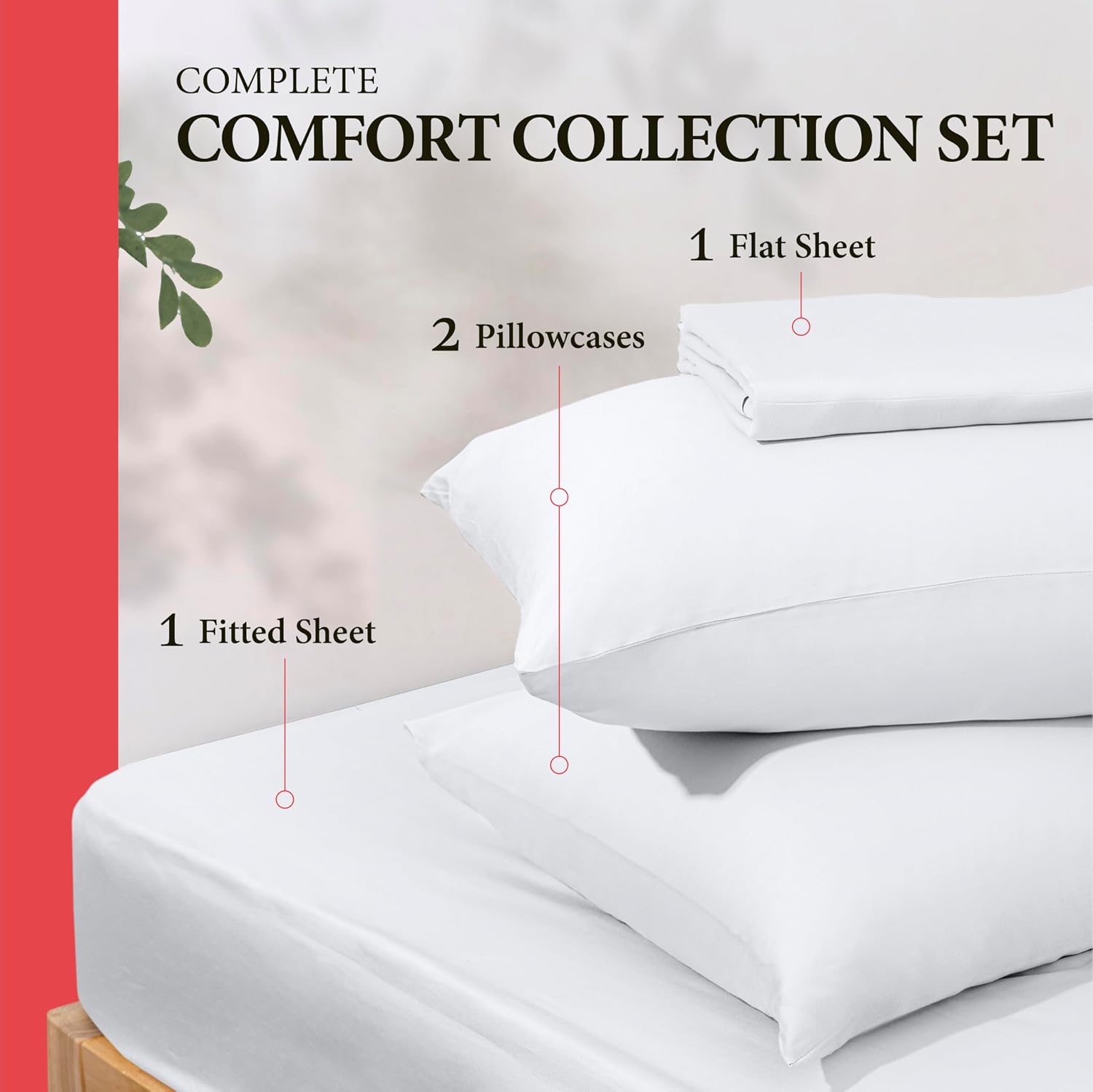 AshtonSheets 100% Egyptian Cotton Queen Size Sheet Set - 600 Series Refined Collection Sheets Set for Queen Size Bed (4 PC, White), Soft, C…