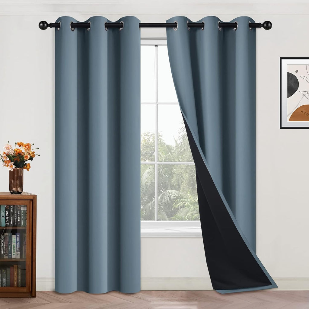 Yakamok Full Blackout Curtains 84 Inches Long, Blackout Curtain Panels for Bedroom, 2 Thick Layers Grommet Top Thermal Insulated Drapes with…