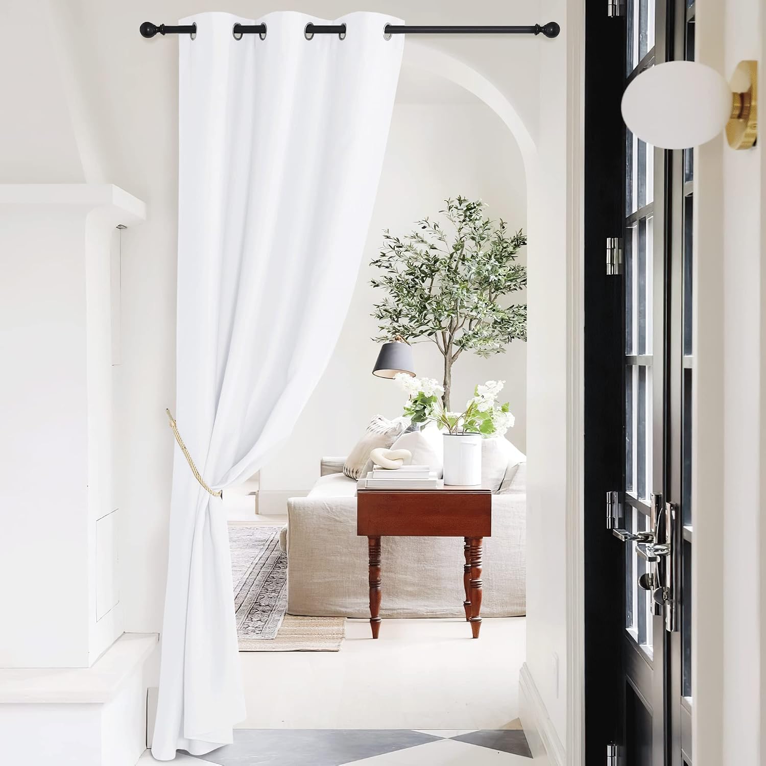 Nicetown Pure White Room Darkening Curtains for Bedroom, Thermal Insulated Grommet Window Curtains for Bathroom, French Door Curtain for Do…