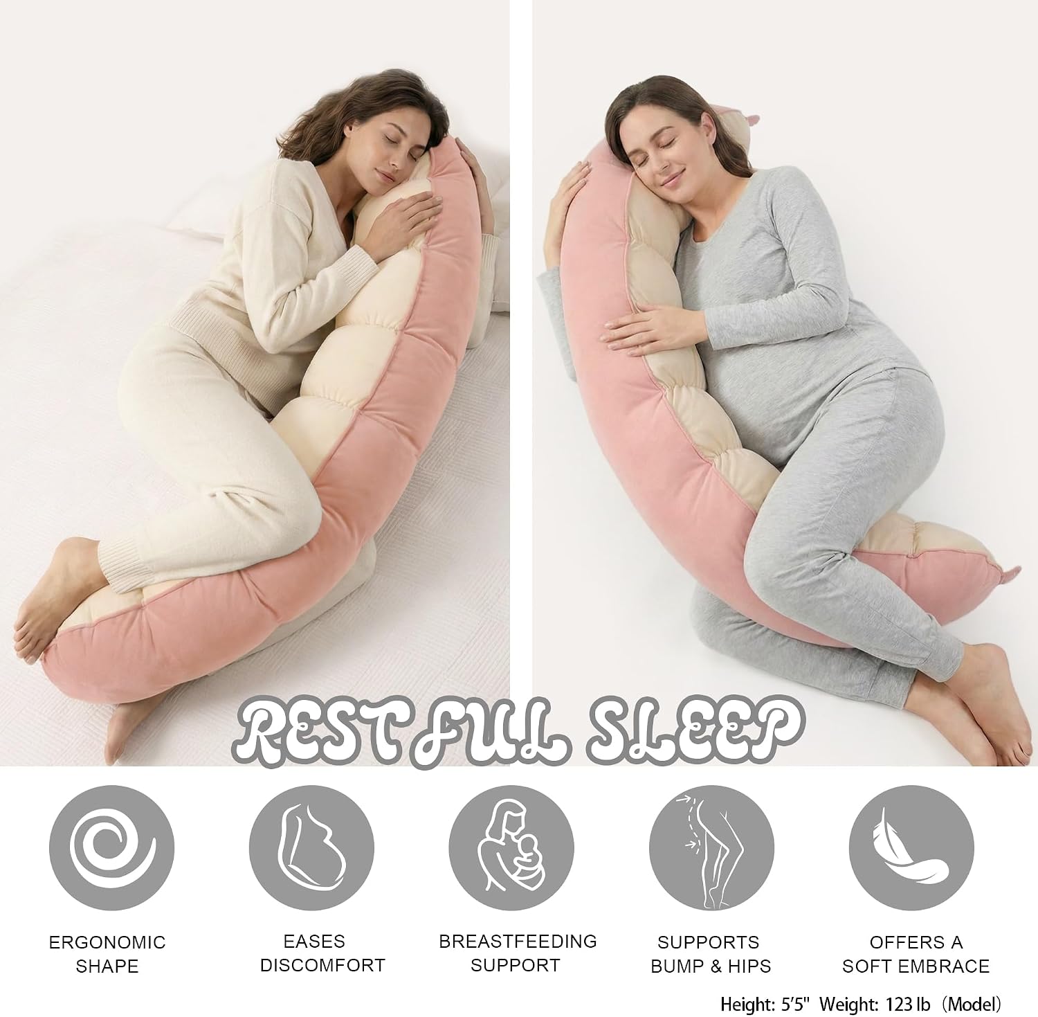 Peallow(Pat. Pend) – Long Round Body Pillow for Adults, Bolster Pillow for Sleeping, Soft and Supportive Pillow for Sleeping & Lumbar…