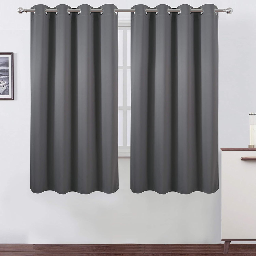 Lemomo Grey Bedroom Blackout Curtains/52 x 63 Inch Long/Set of 2 Curtain Panels/Thermal Insulated Room Darkening Curtains for Bedroom 63 In…