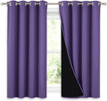 Nicetown 100% Blackout Curtains with Black Liners, Thermal Insulated Full Blackout 2-Layer Lined Drapes, Noise Cancellation Window Drapes f…