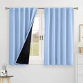 BGment Light Blue 100% Blackout 48 Inch Curtains for Small Window, Black Out Thermal Insulated Room Darkening Rod Pocket and Back Tab…