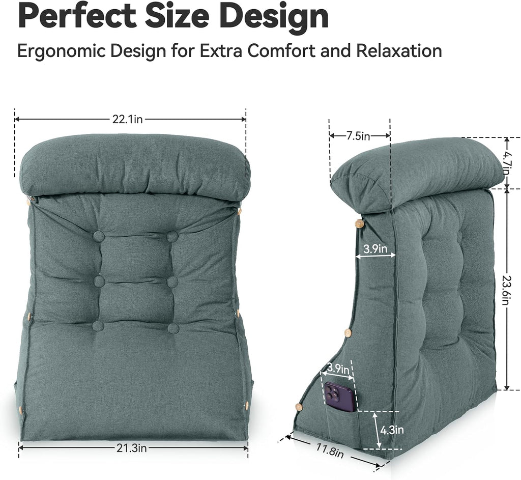Luisof 23" H Bed Wedge Reading Pillow with Adjustable Headrest, Reading Pillow for Sitting in Bed Couch Adult Backrest Pillow for Neck Back…