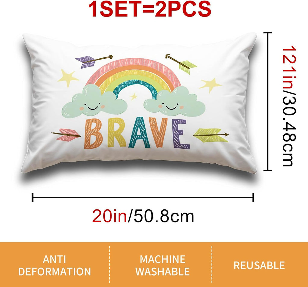 HOMETITUTE Pillow Covers Decorative Pack of 2 Satin 12x20 Inch Rainbow Cloud Art Lumbar Throw Pillow Cases for Sofa Couch Living Room…