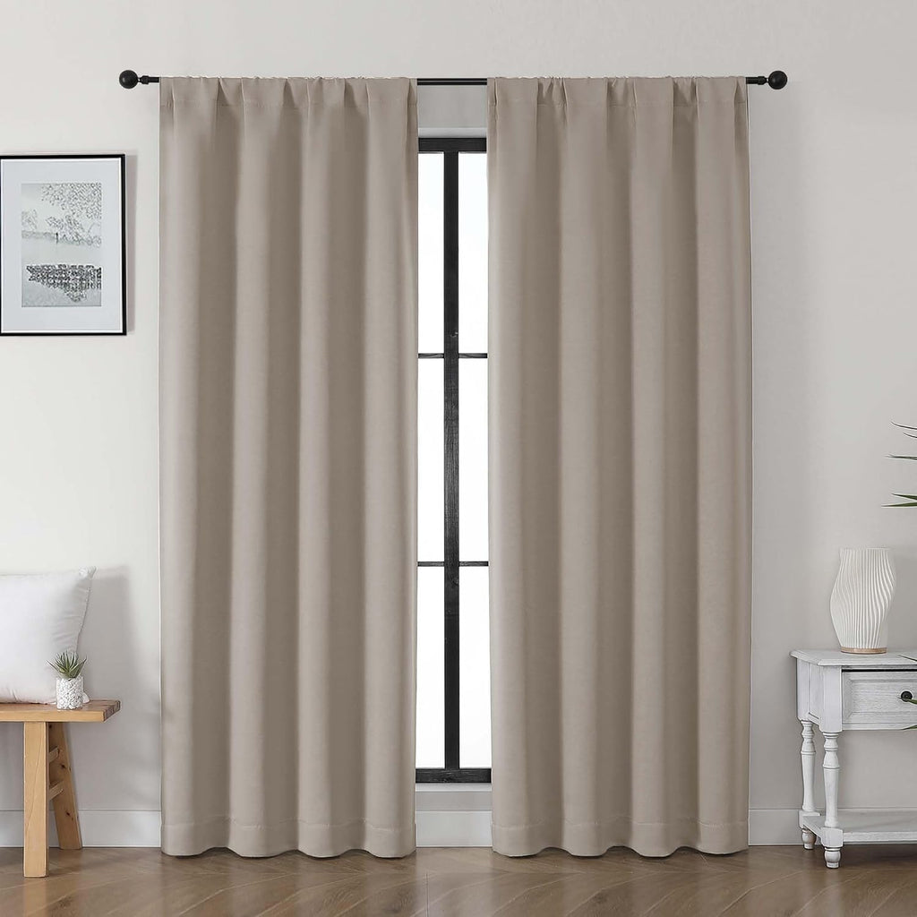 Gwine Stone Blackout Curtains for Living Room 72 inches Long, Noise Reducing Room Darkening Window Treatment Curtains for Bedroom…
