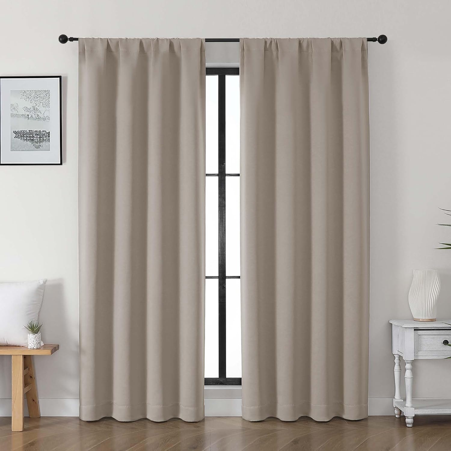 Gwine Stone Blackout Curtains for Living Room 72 inches Long, Noise Reducing Room Darkening Window Treatment Curtains for Bedroom…