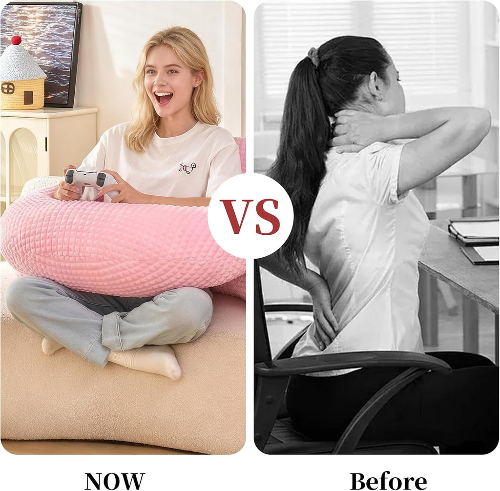 Bed Reading Pillow with Arms 19", Cozy Flannel U Shaped Back Support Cushion for Sit up in Bed, Ergonomic Lumbar Backrest for Adult…