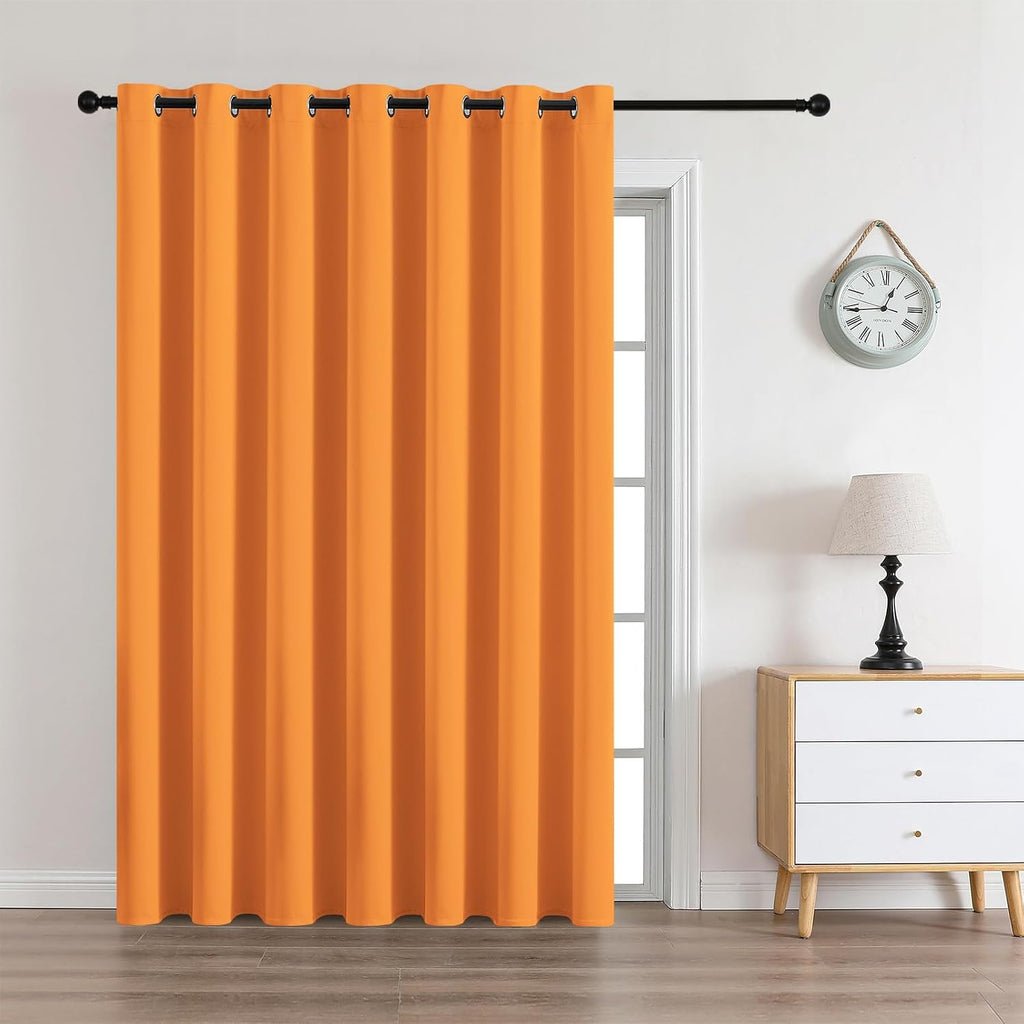 CUCRAF Custom Orange Blackout Curtains 1 Panel Set, Thermal Insulated Grommet Room Darkening Curtain for Living Room Bedroom, Light…