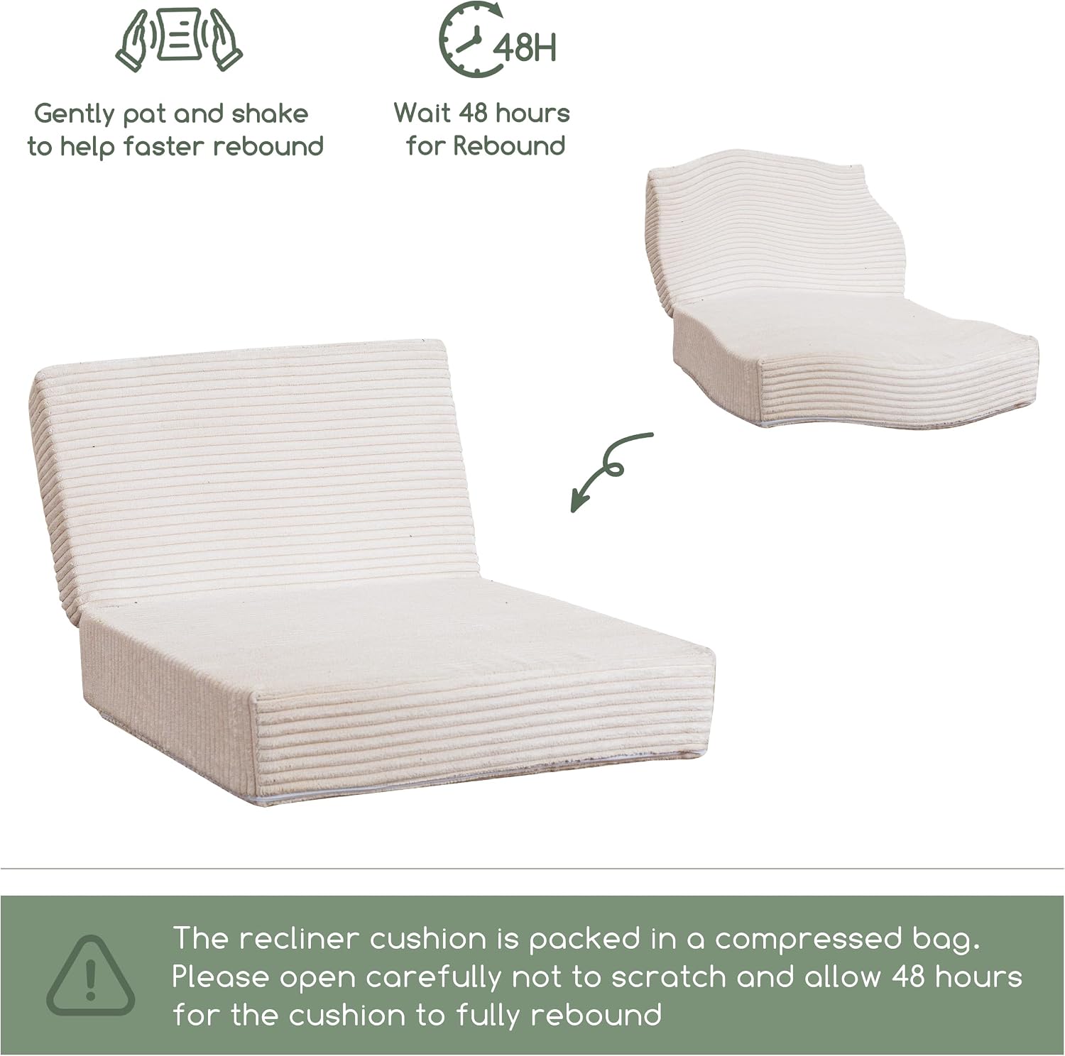 HIGOGOGO Corduroy Recliner Chair Cushion with Lumbar Support Pillow Soft Non-Slip 4" Thick Seat Pad Prevent Buttocks & Back Pain in…