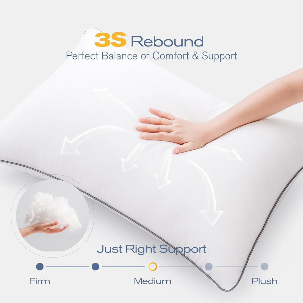 Queen Pillows Set of 4, Ultra Thick Down Alternative Bed Pillows, Cooling Hotel Quality Queen Pillows for Back, Stomach or Side…
