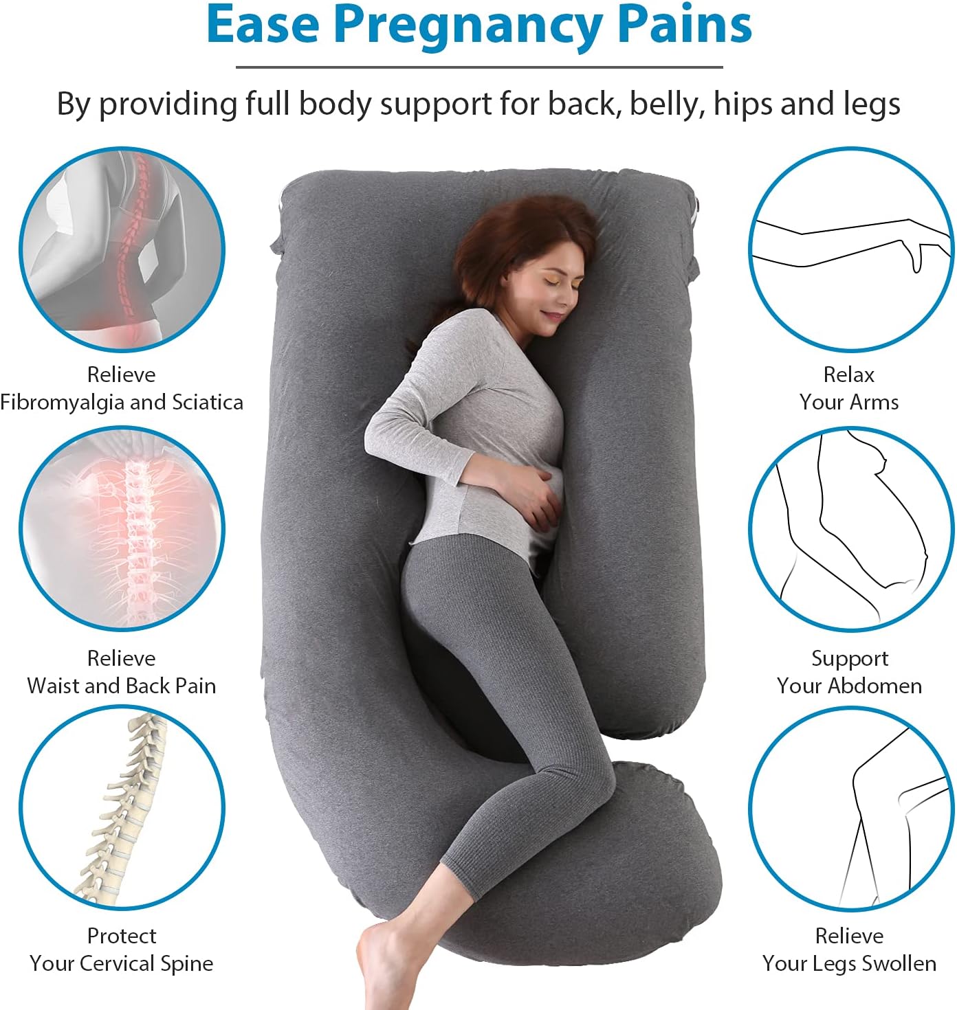 Battop Pregnancy Pillow for Sleeping, Full Body Pillow for Pregnancy Women with Removable Cover, 57 Inch Maternity Pillow, Support for Back…