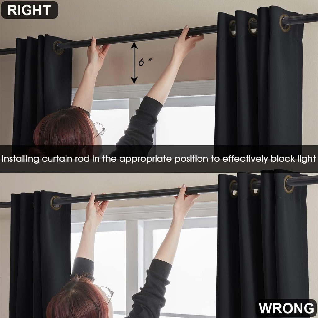 Rutterllow 100% Blackout 340 GSM Curtains,90 inches 2 Panel Sets, Heat and Full Light Blocking Drapes with Grommets for Bedroom, Thermal I…