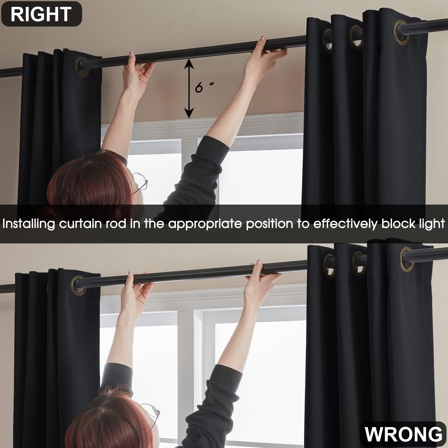 Rutterllow 100% Blackout 340 GSM Curtains,90 inches 2 Panel Sets, Heat and Full Light Blocking Drapes with Grommets for Bedroom, Thermal I…
