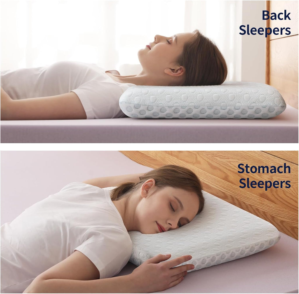 HcoreMemoryFoamHome Hcore Ultra Thin Pillow 2.25" Stomach Sleeping, Pillow for Side Back Stomach Sleepers, Gel Infused Memory Foam Pil…