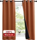 Nicetown Burnt Orange 100% Blackout Lined Curtains, 2 Thick Layers Narrow Wide Window Treatment Panels Thermal Insulated Drapes for Kitchen…