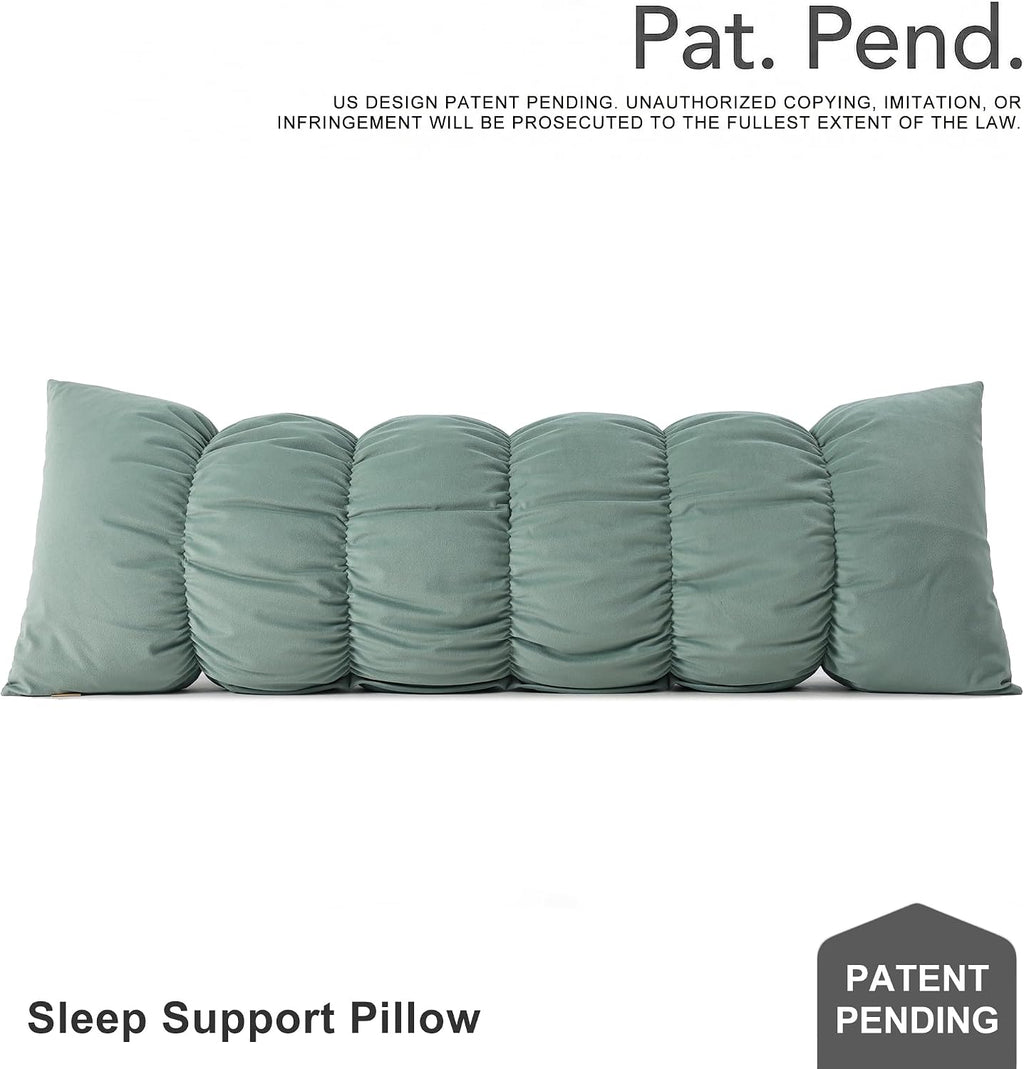 Ailuteie Pat. Pend. Side Sleeper Body Pillow, Long Bed Pillow with Segmented Design and Soft Velvet Washable Pillowcase for Side Sleeping (…