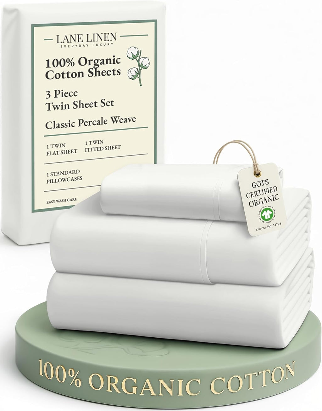 LaneLinen LANE LINEN Twin Bed Sheets, 100% Organic Cotton Sheets Twin Size, 3Pc Twin Bed Sheet, Hotel Quality Bed Sheet Set, Bedding Sheet…
