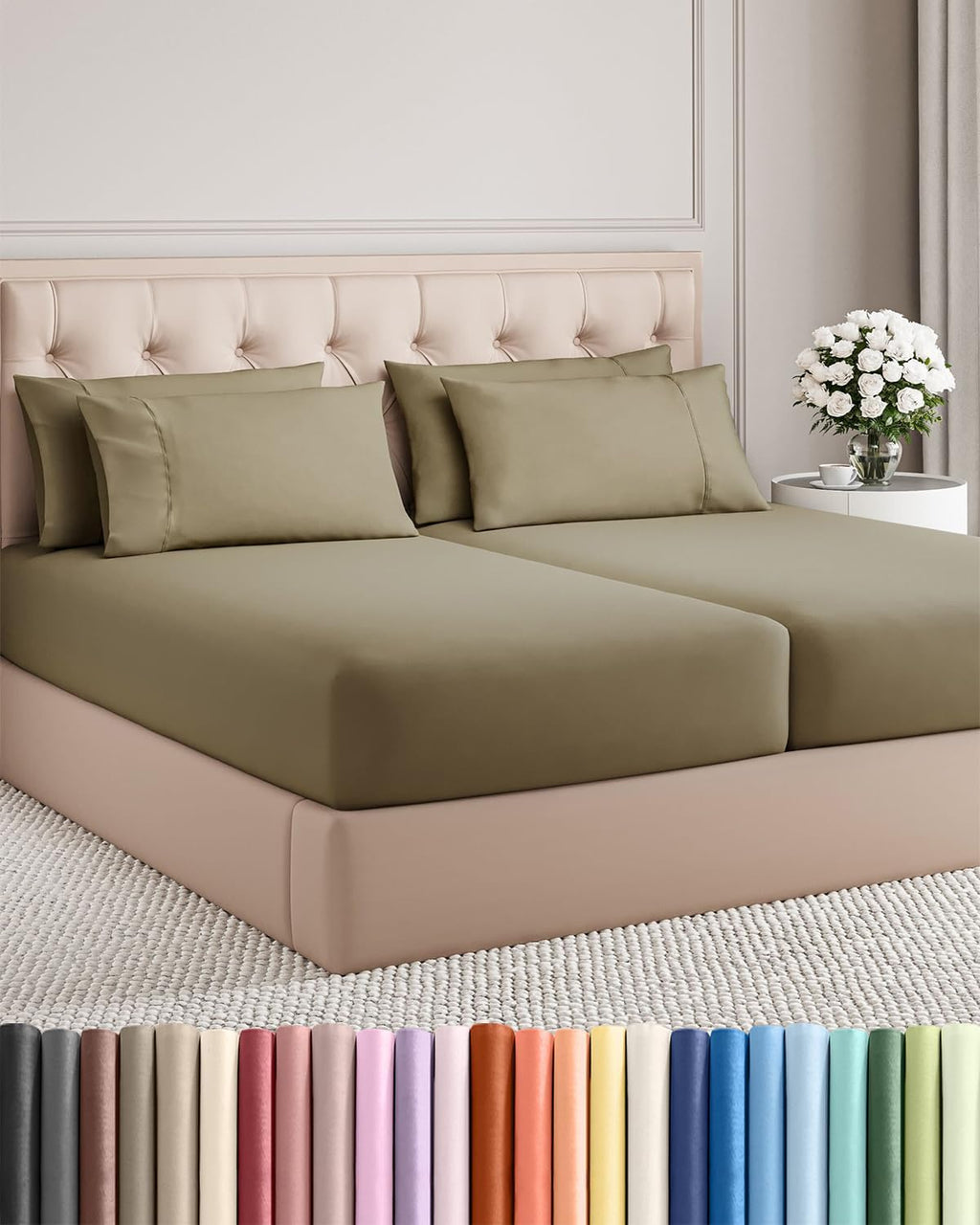 Split King 7 Piece Sheet Set - Comfy Breathable & Cooling - Hotel Luxury Bedding for Women, Men, Kids, Teens & Children - 1 Flat & 2…
