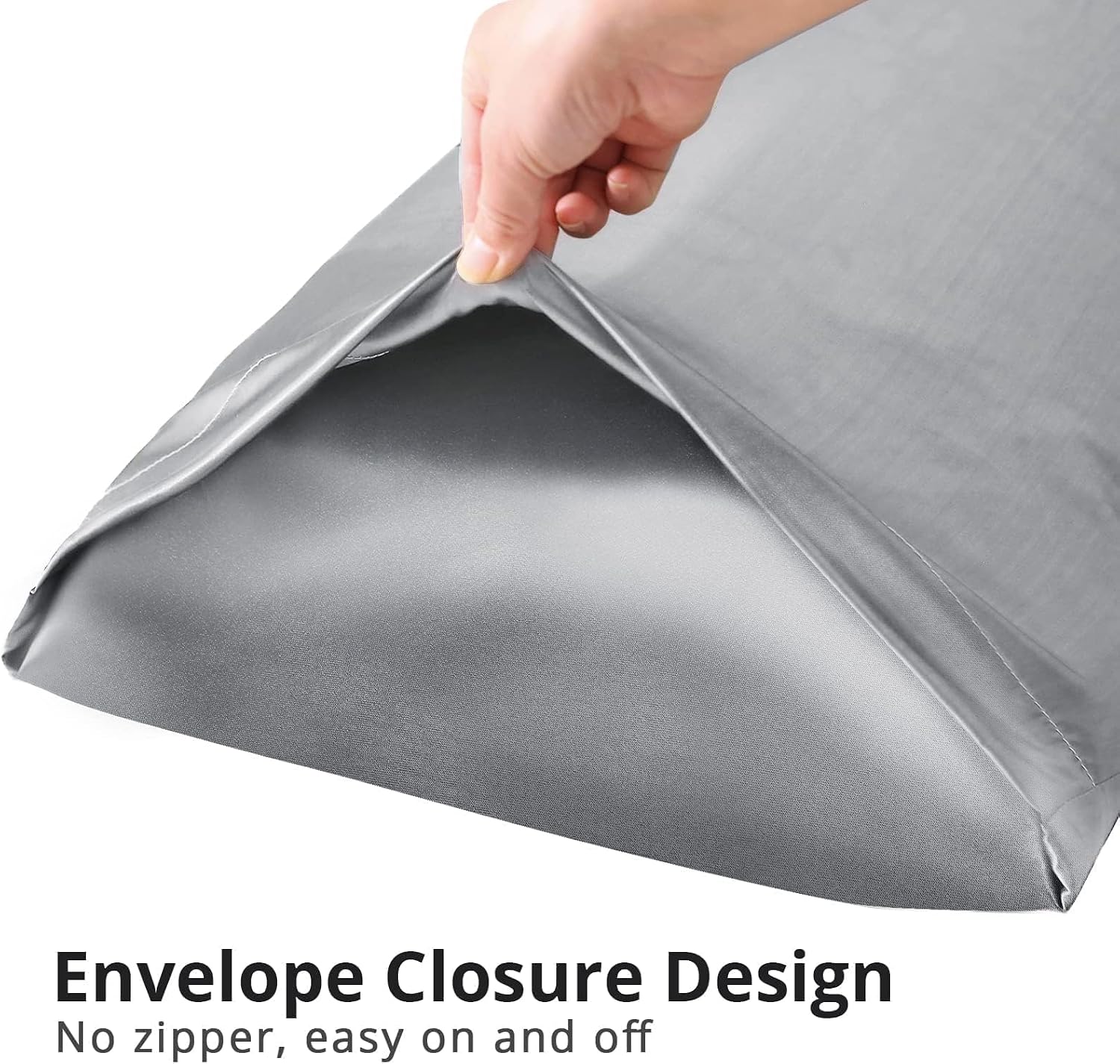 Huxmeyson Body Pillow with Satin Pillowcase, Body Pillow for Adults, Removable Cover, Silver Grey (20"x54") Silver