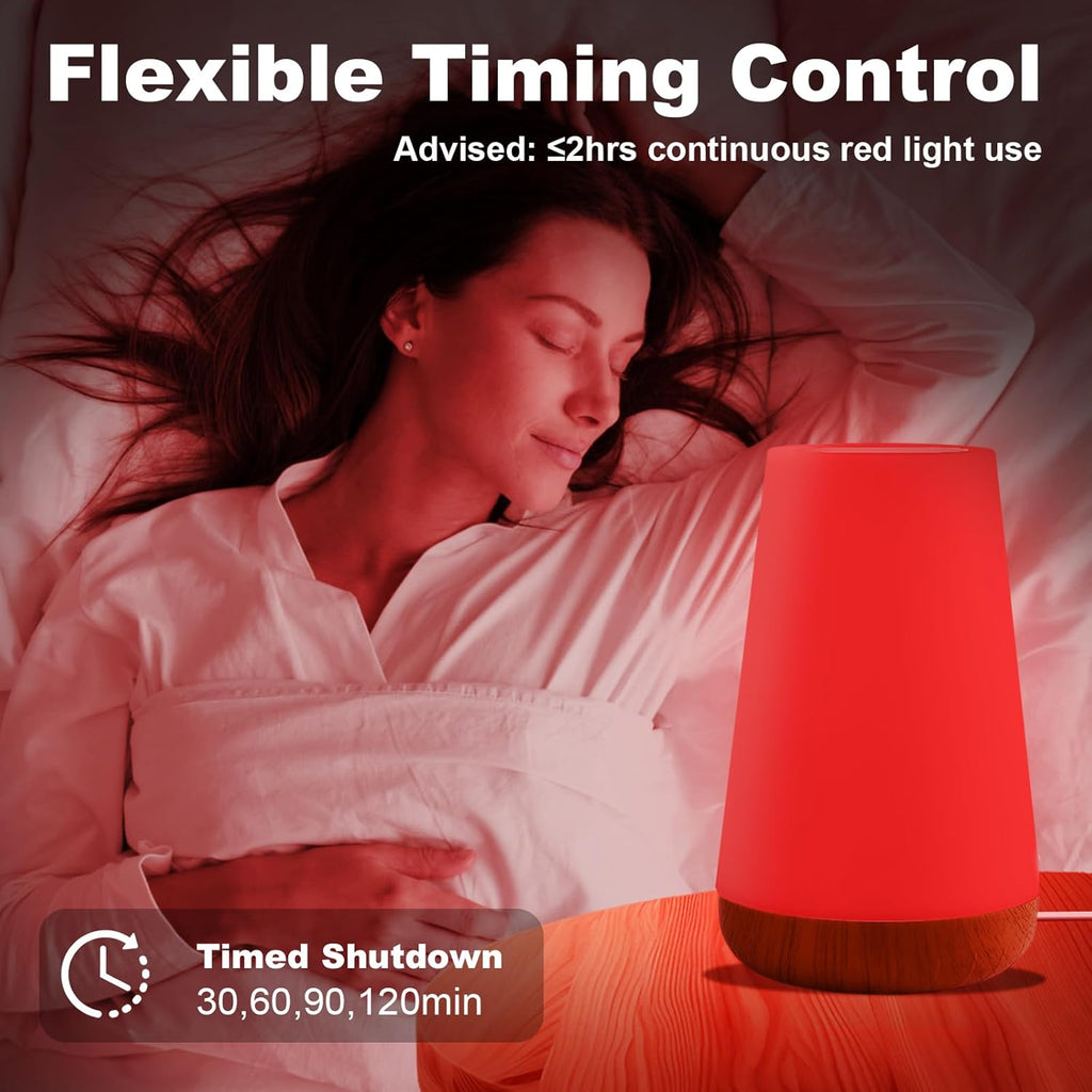 Red Night Light for Sleep, 670nm Night Lamp with White Light 3000K-6500K & Timer, Portable Red Reading Light for Bedroom, Touch/Remote…