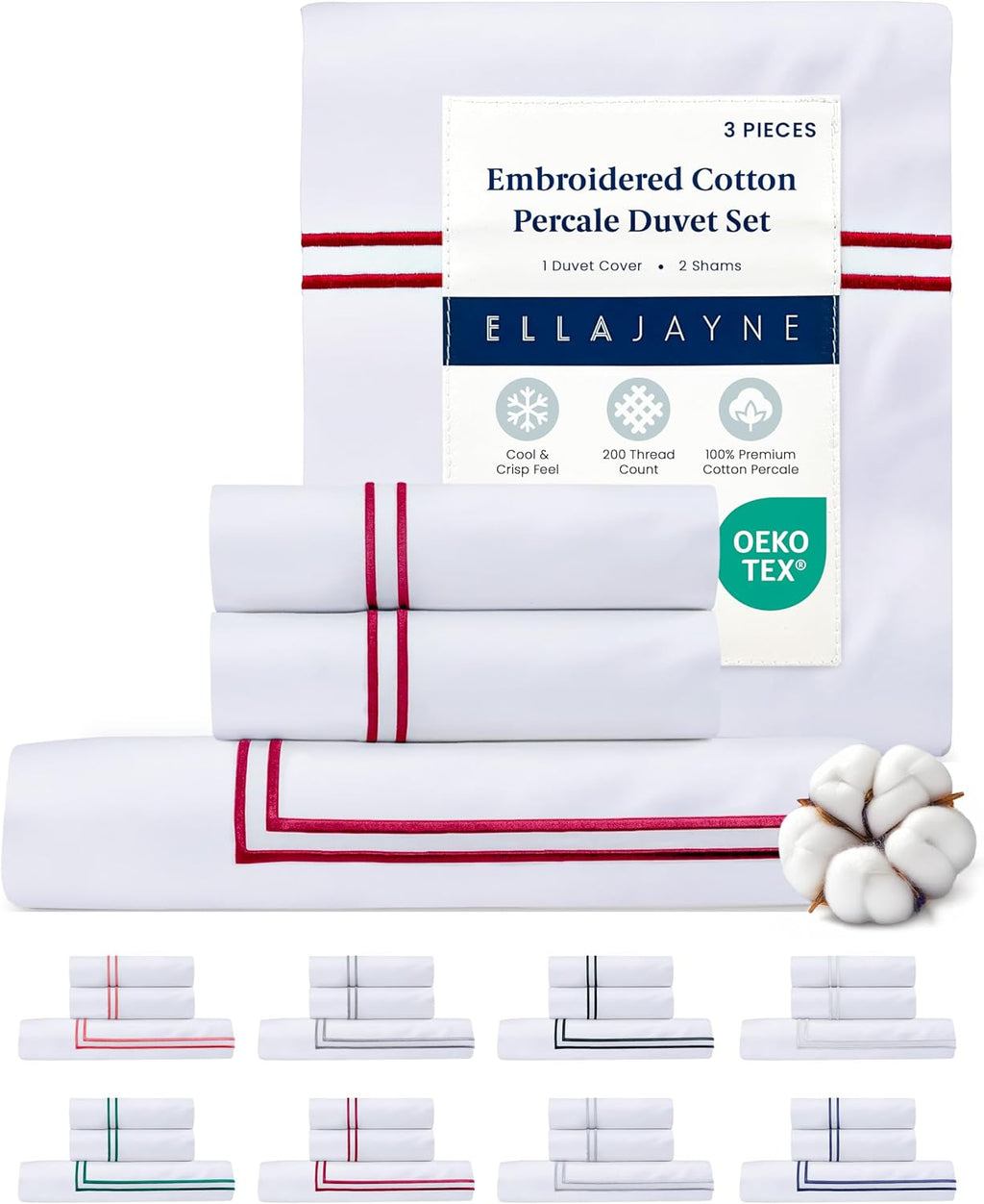 Ella Jayne California King Duvet Cover (3 Pieces), 100% Cotton Percale, King/Cal King, Breathable & Lightweight Cal King Duvet Cover (1…