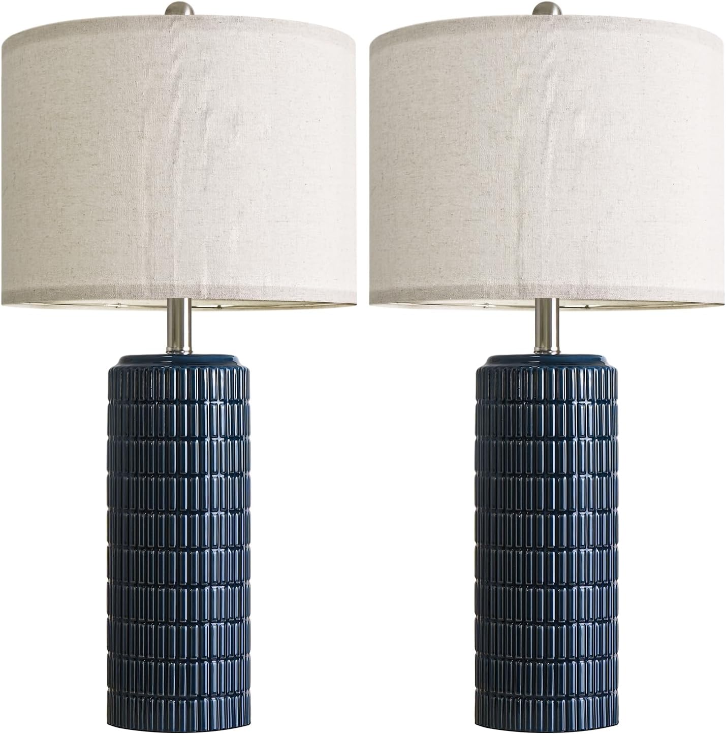 PoKat 27.5'' Tall Table Lamps for Living Room Set of 2, Ceramic Bedroom Lamps for Night Stands, Modern Bedside Lamps for Bedroom Living…