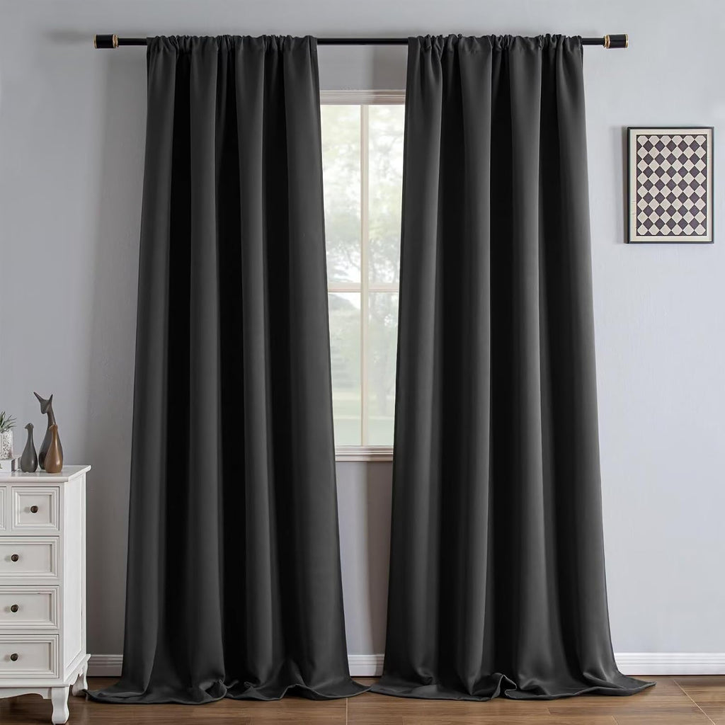 Igemaeve Blackout Curtains 108 Inch Length 2 Panels Set, Black Out Curtains for Bedroom 108 Inch Long, Rod Pocket Energy Saving Room Darken…