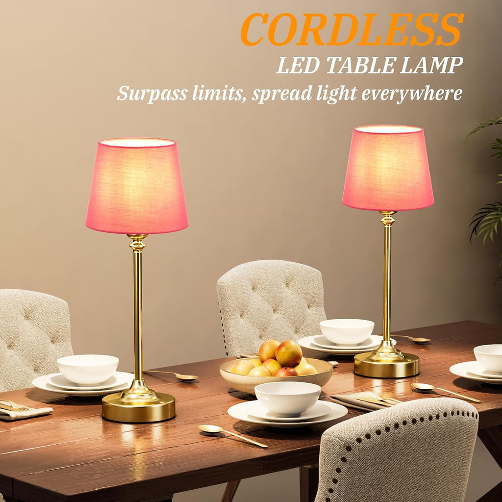 Cordless Table Lamps Rechargeable Set - 2 Pack Brass 4000mAH Battery Operated Lamps for Decor, 3000K Stepless Dimming Touch Control…