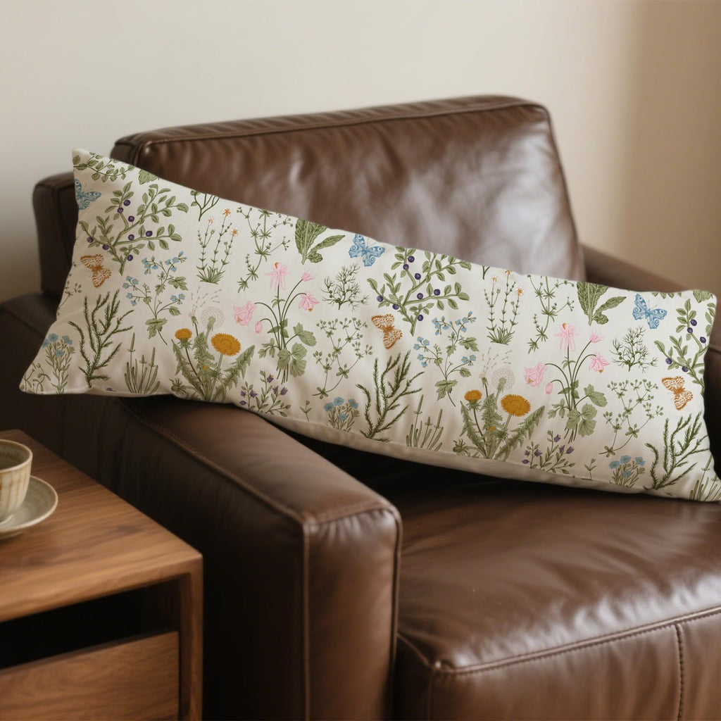 Vintage Floral Botanical 20x54 Body Pillow Cover, Cottagecore Room Decor, Rustic Cottagecore Wildflower Plant Decorative Long Body Pillow…