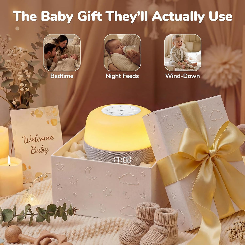 2025 Mom's Choice Awards | Sound Machine Baby White Noise Machine with Sunrise Alarm Clock & App Control – 360° RGB Night Light, Sleep…