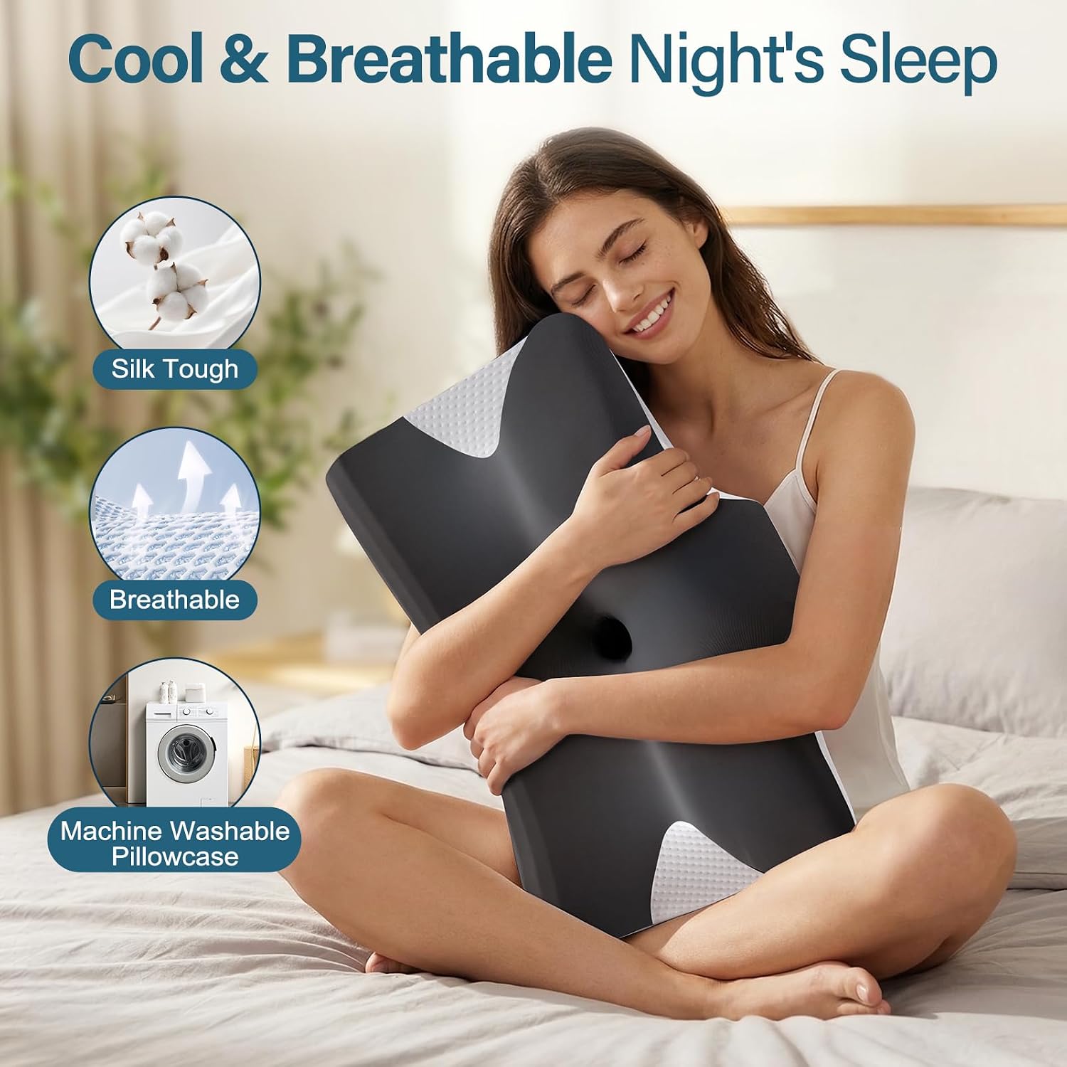 ComRola Effective Cervical Neck Pillow for Sleeping, Memory Foam Pillows for Neck Support, Odorless Contour Side Pillow, Ergonomic Bed Pill…