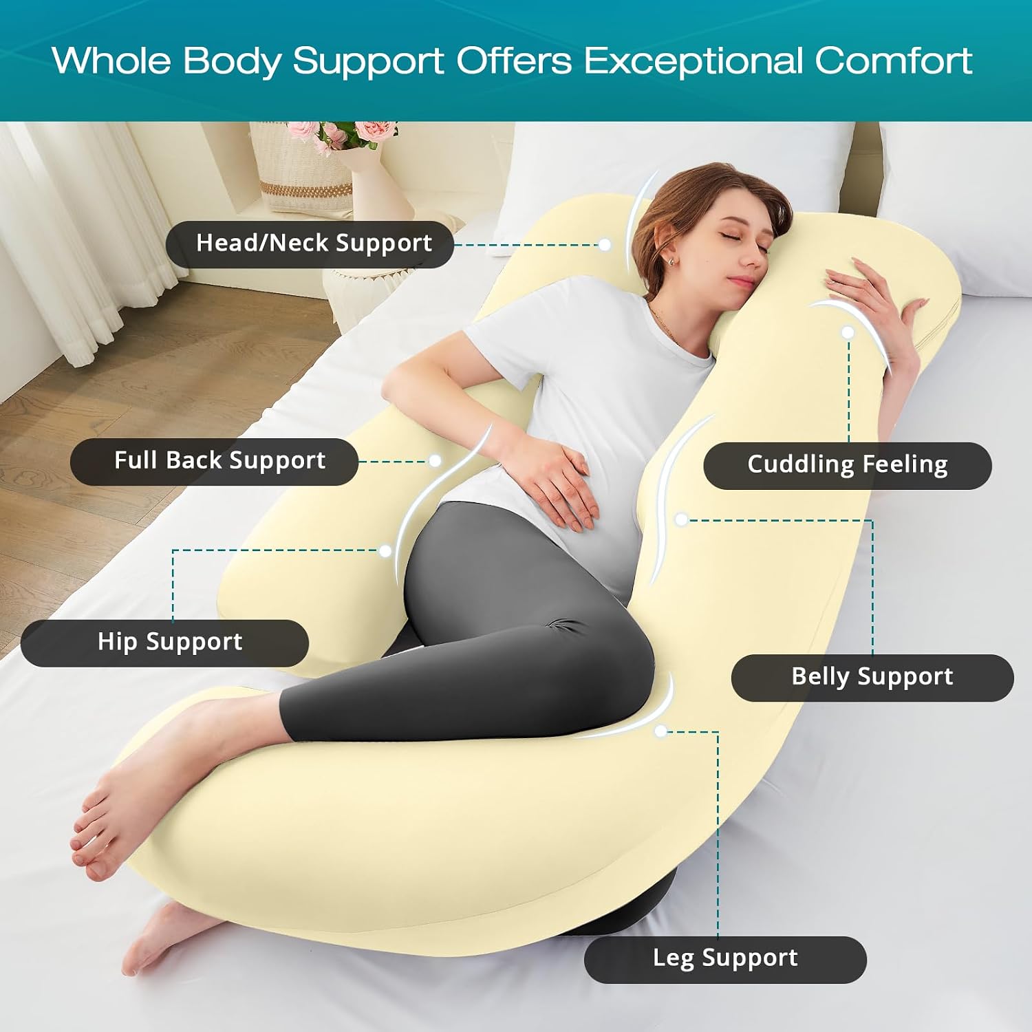 Sasttie Pregnancy Pillows for Sleeping, U Shaped Cooling Full Body Pregnancy Must Haves, 57 Inch Maternity Pillow for Pregnant Women, Pillo…