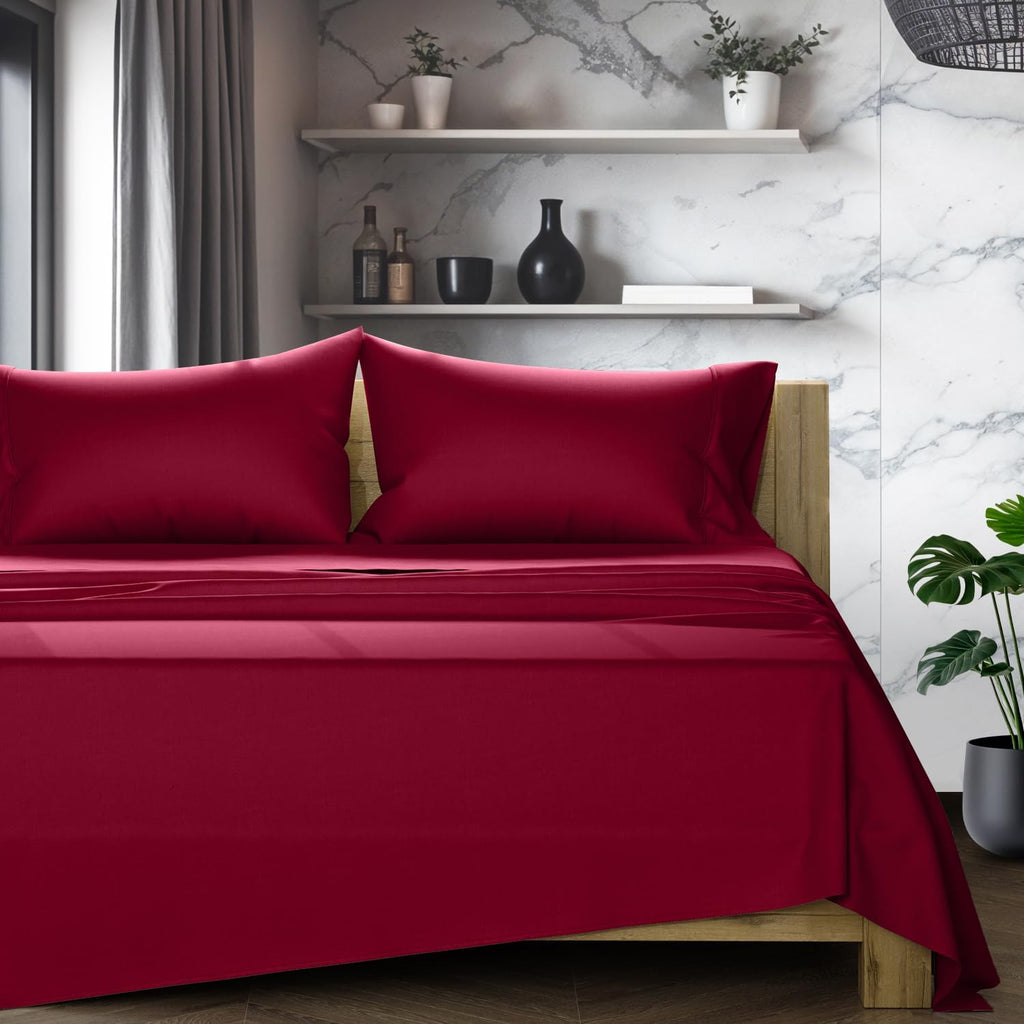 TEXAS LINEN CO. 100% Egyptian Cotton Queen Sheets Set - Luxury 1200 Series Star Sleepin' Collection Egyptian Cotton Sheets Queen Size (4…