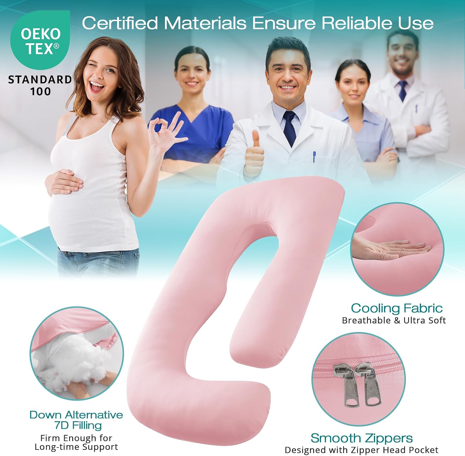 Sasttie Pregnancy Pillows for Sleeping, Jumbo U Shaped Cooling Full Body Pillow with Removable Cover, Pregnant Women Must Haves, Maternity…
