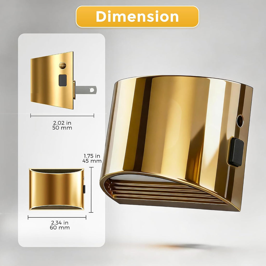 L LOHAS LED Night Lights Plug into Wall, Dimmable Night Light with 3 Level Brightness, 3000K Soft White, 2 Pack, Gold