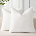 decorUhome Summer Decorative Linen Throw Pillow Covers 16x16 Inch Set of 2 Cream White Pillow Covers with Flange Edges Soft Farmhouse Boho…