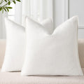 decorUhome Summer Decorative Linen Euro Sham Throw Pillow Covers 22x22 Inch Set of 2 Cream White Pillow Covers with Flange Edges Soft Farmh…