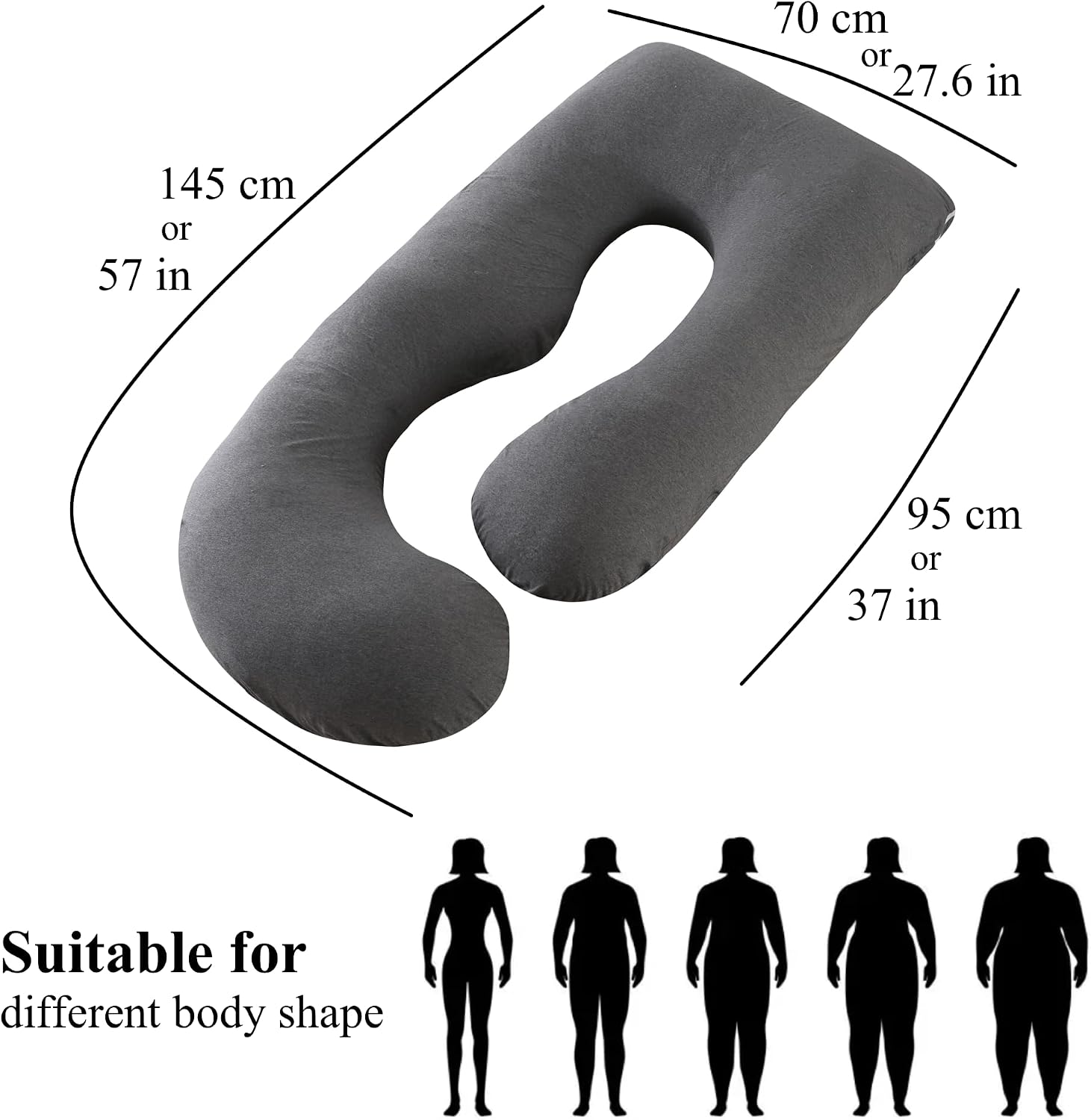 ALLOPERA Pregnancy Pillow, Full Body Maternity Pillow 57 inch, with Removable Washable Cover - Sleep Support for Legs, Back, Neck…