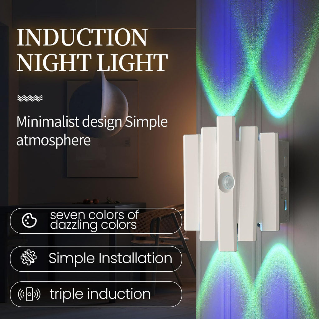 Rechargeable Motion Sensor Night Light, Magnetic RGB Color Changing LED Ambient Lighting, Compact Battery Operated Indoor Wall Light for…