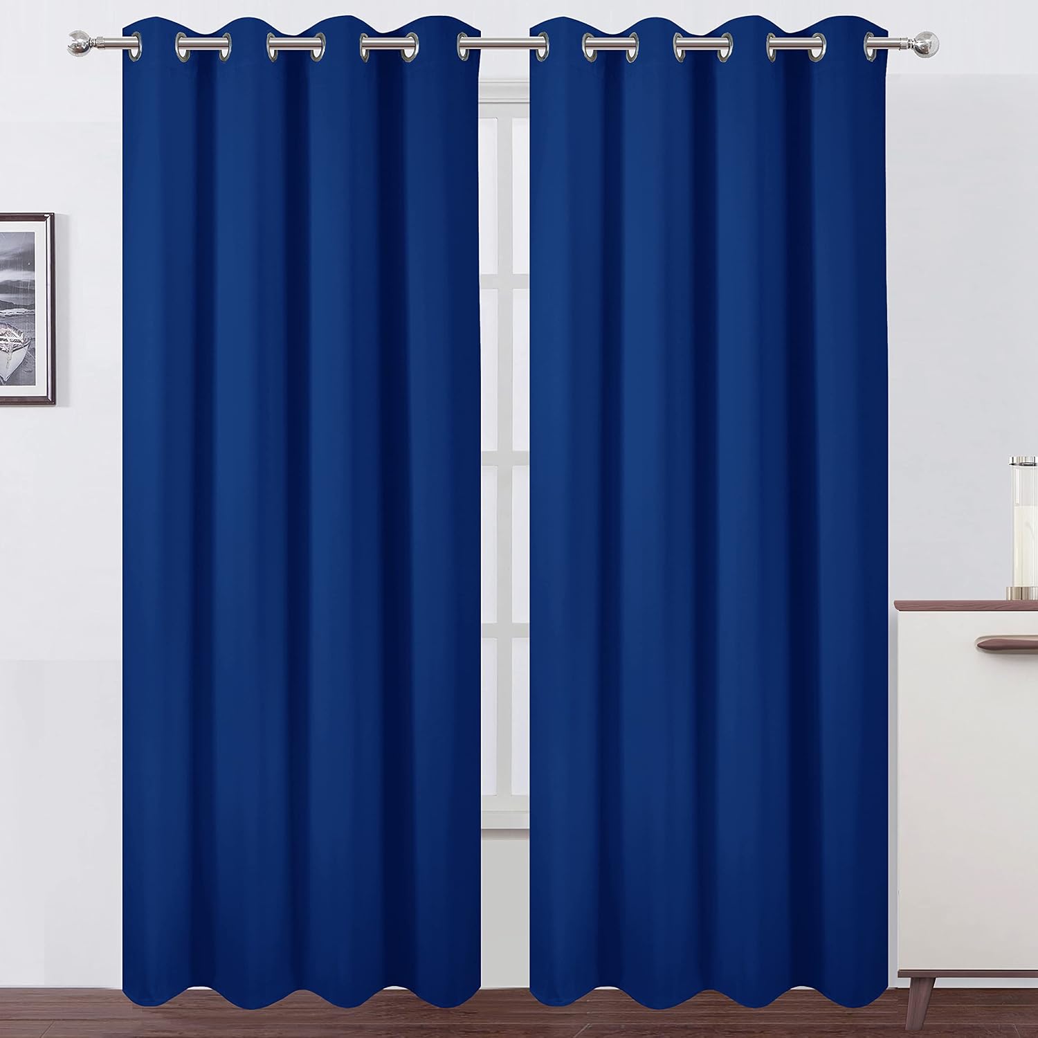 Lemomo Blackout Curtains 66 x 84 inch/Royal Blue Curtains Set of 2 Panels/Thermal Insulated Room Darkening Bedroom Curtains 84 inch Blue