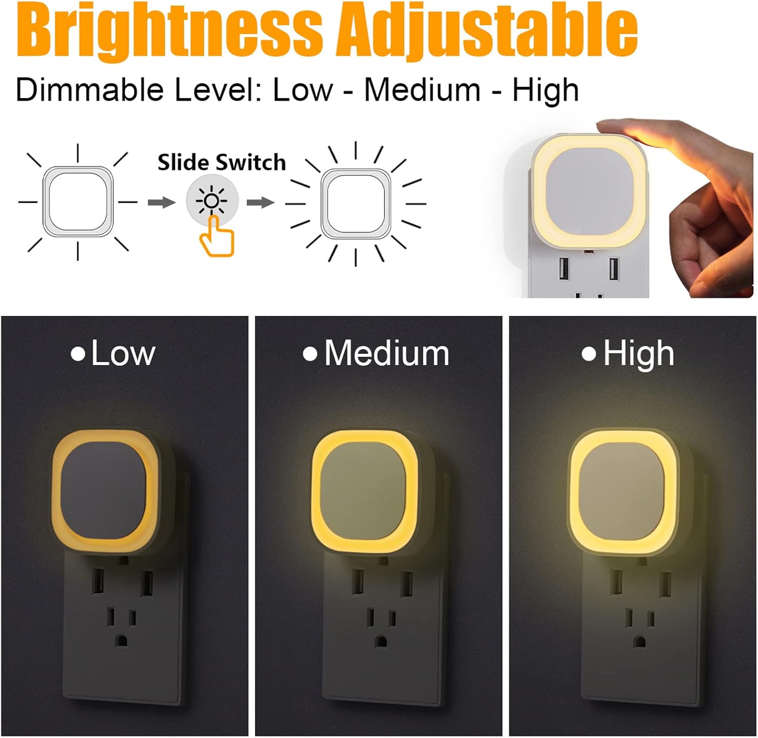 Yunlex 6 Pack Warm White Night Light, Gentle Eye-comfort with Dimmable Soft Glow & Indirect Reflection, Auto Dusk to Dawn Sensor, Plug in…