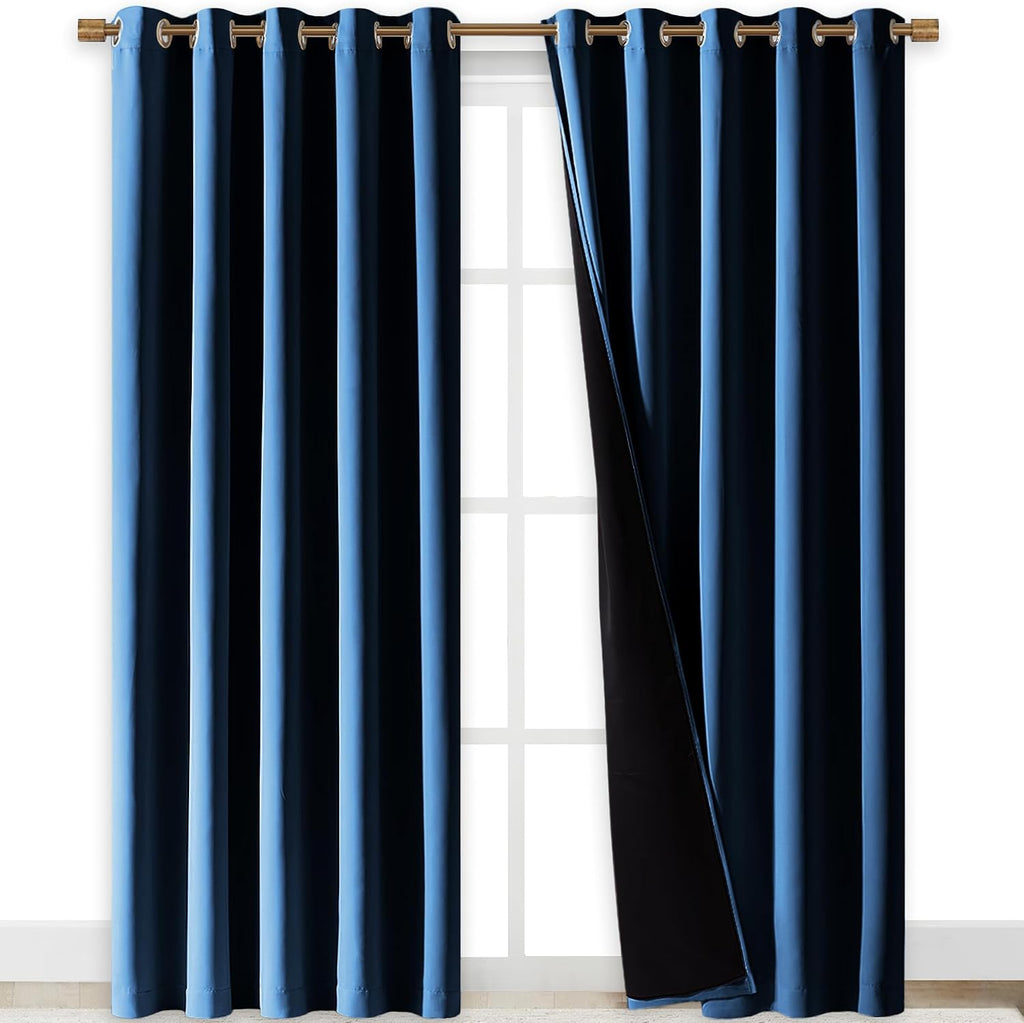Nicetown Moroccan Blue Full Shade Curtain Panels, Pair of Energy Smart & Noise Blocking Out Blackout Drapes for Dining Room Window, Thermal…