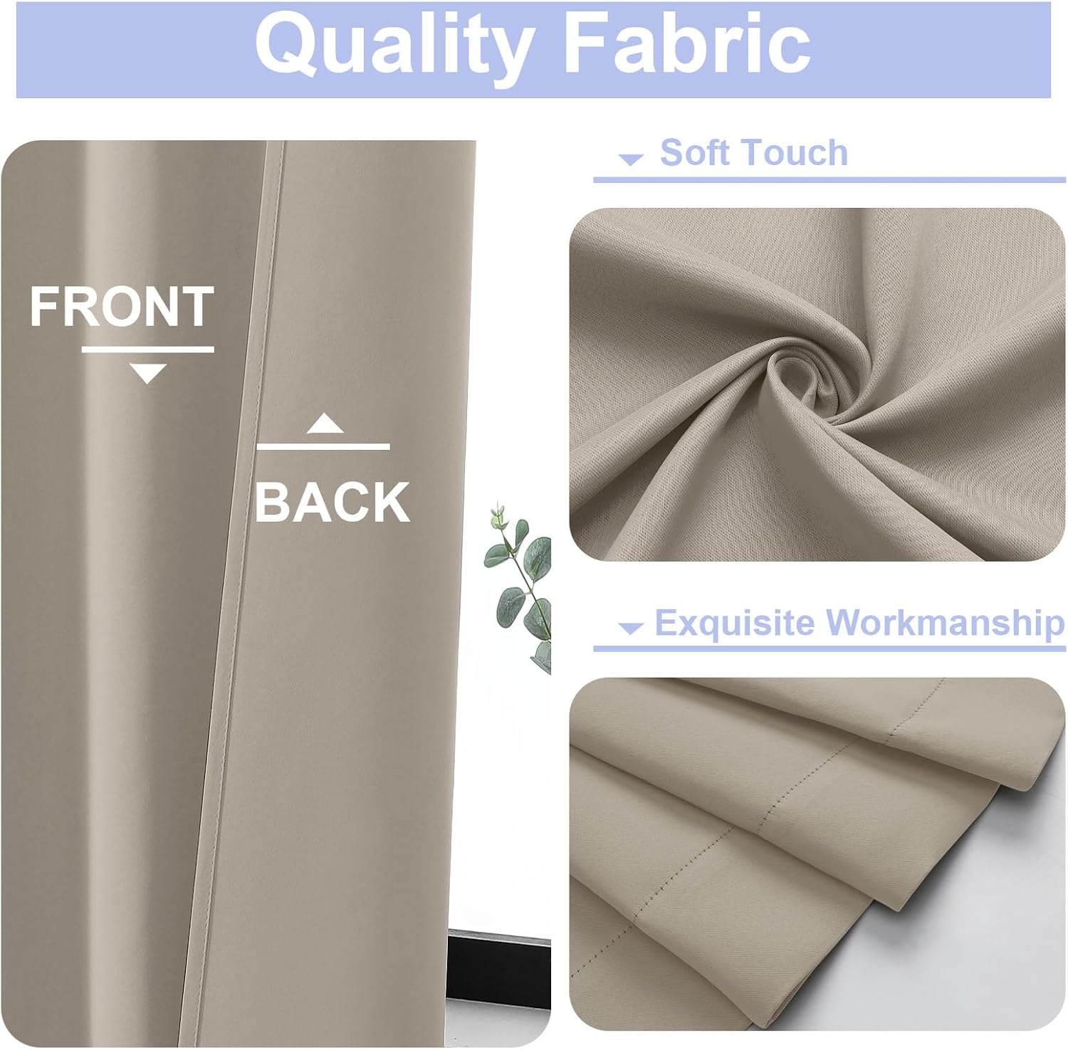 Simplebrand Stone Blackout Curtains for Bedroom 96 Inches Long 2 Panels, Solid Thermal Insulated, Energy Saving Living Room Window Treatmen…