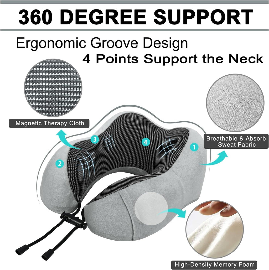 urnexttour Travel Pillow and Blanket Set Neck Pillows Soft Blankets with Sleep Mask Travel Essentials for Airplane Car Memory Foam Grey