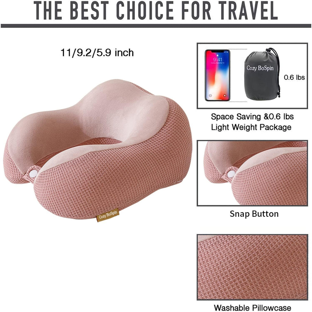 Cozy BoSpin Travel Pillow - Neck Pillow for Traveling, Memory Foam Portable Support Pillow, Comfortable and Lightweight Quick Pack for Campi…